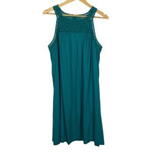 J Jill Crochet Teal A Line Keyhole Sleeveless Dress Size Medium